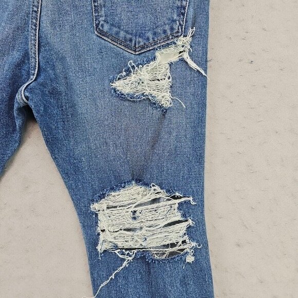 Custom Levi's Womens 33 Blue Distressed Front & Back Rhinestone Fringe Festival - Picture 14 of 16